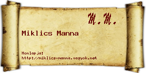 Miklics Manna névjegykártya